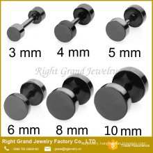 Cheap Customized Black Plated Stainless Steel Fake Plug Earrings